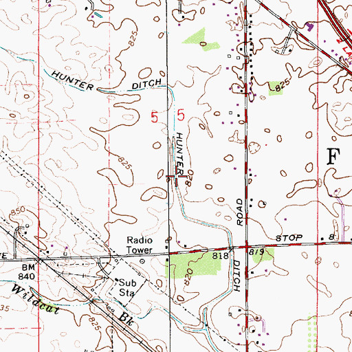 Topographic Map of Hunter Ditch, IN