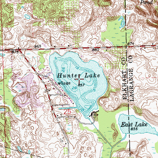 Topographic Map of Hunter Lake, IN