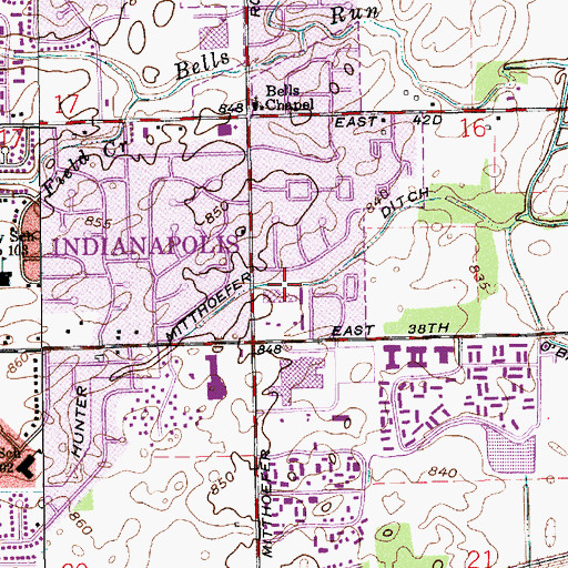 Topographic Map of Hunter Mitthoefer Ditch, IN