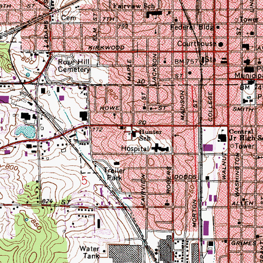 Topographic Map of Hunter School, IN