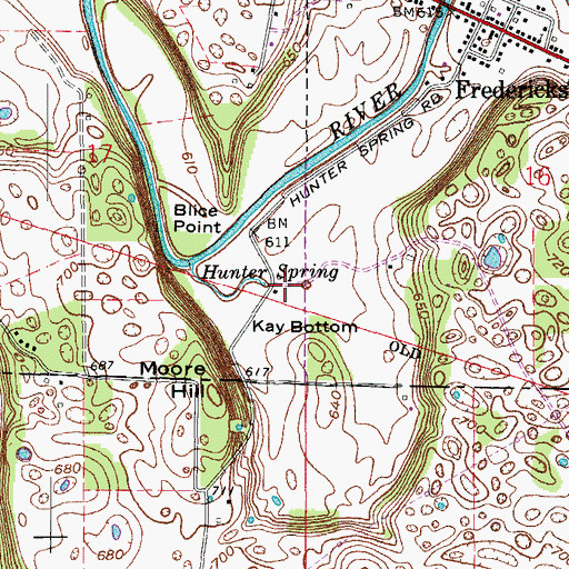 Topographic Map of Hunter Spring, IN