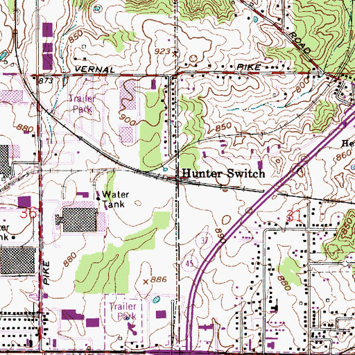 Topographic Map of Hunter Switch, IN