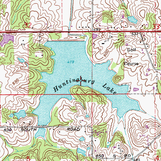 Topographic Map of Huntingburg Lake, IN
