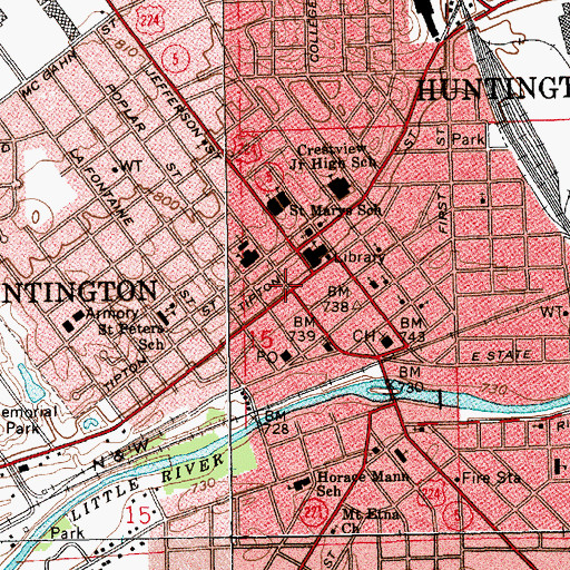 Topographic Map of Huntington, IN