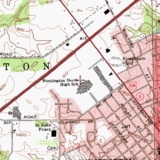 Topographic Map of Huntington North High School, IN