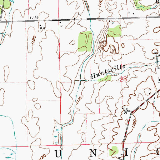 Topographic Map of Huntsville Drain, IN