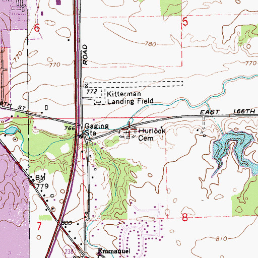 Topographic Map of Hurlock Cemetery, IN