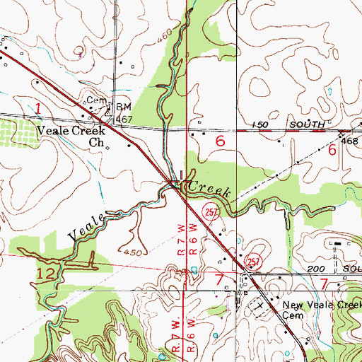 Topographic Map of Hurricane Branch, IN