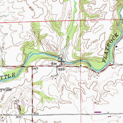 Topographic Map of Hurricane Creek, IN