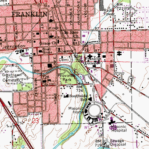 Topographic Map of Hurricane Creek, IN