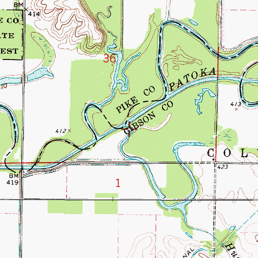 Topographic Map of Hurricane Creek, IN