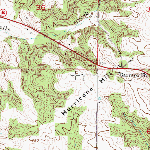 Topographic Map of Hurricane Hill, IN