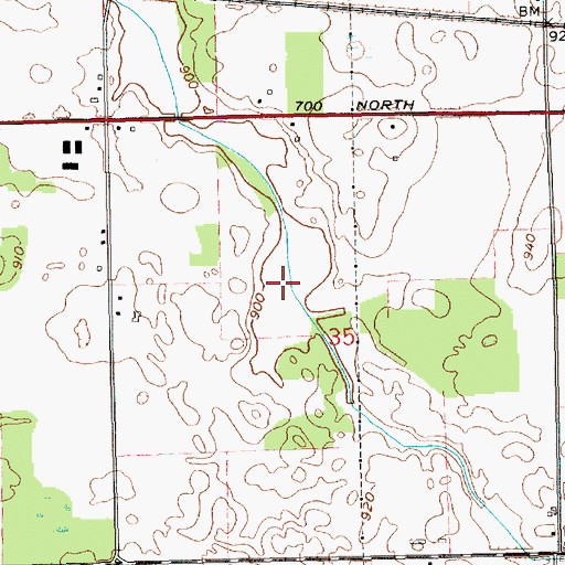 Topographic Map of Huston Ditch, IN