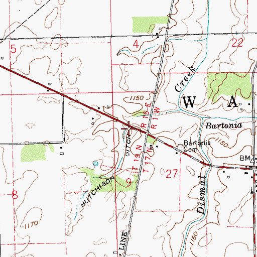 Topographic Map of Hutchison Ditch, IN