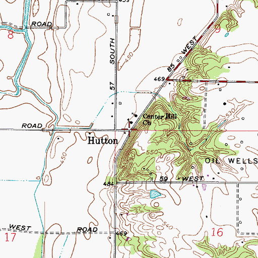 Topographic Map of Hutton, IN