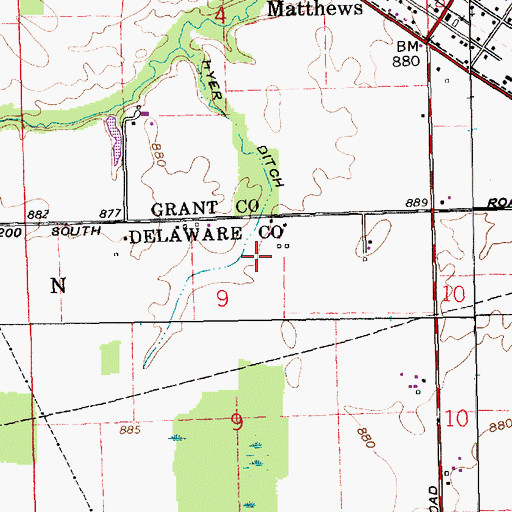Topographic Map of Hyer Ditch, IN