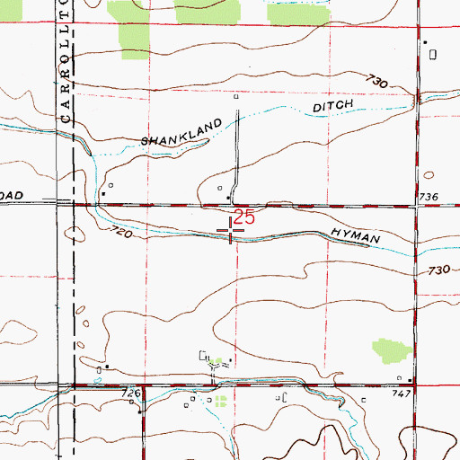 Topographic Map of Hyman Ditch, IN