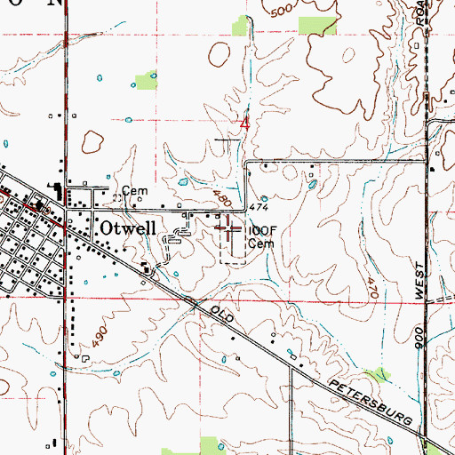 Topographic Map of Independent Order of Odd Fellows Cemetery, IN