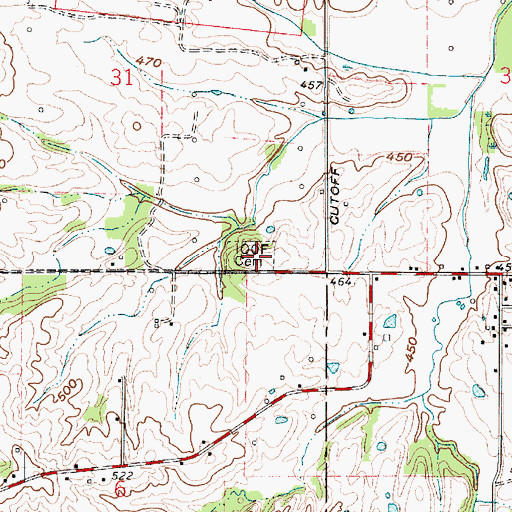 Topographic Map of Independent Order of Odd Fellows Cemetery, IN