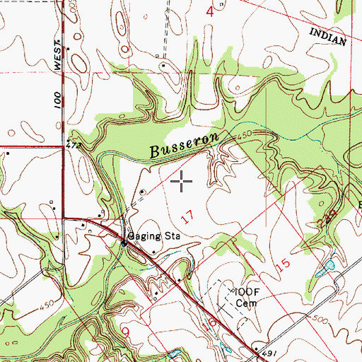 Topographic Map of Independent Order of Odd Fellows Cemetery, IN
