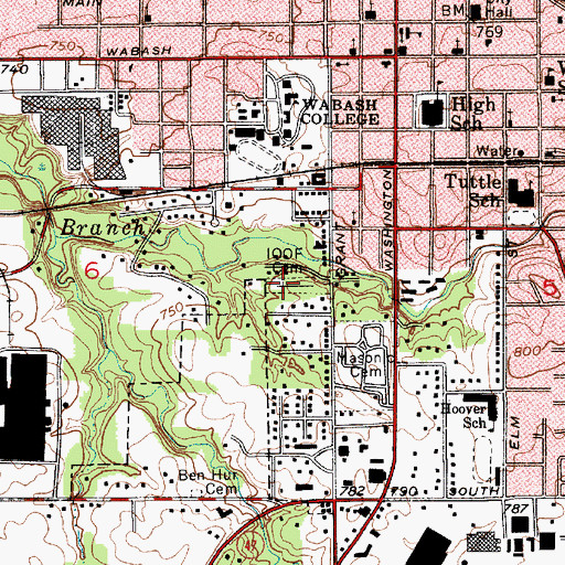 Topographic Map of Independent Order of Odd Fellows Cemetery, IN