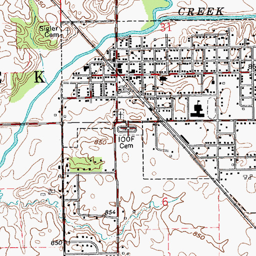 Topographic Map of Knights of Pythias Cemetery, IN