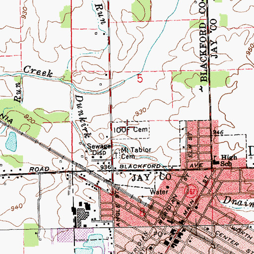 Topographic Map of Independent Order of Odd Fellows Cemetery, IN