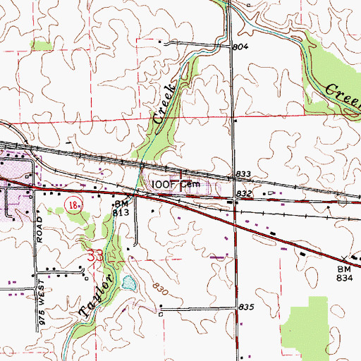 Topographic Map of Independent Order of Odd Fellows Cemetery, IN