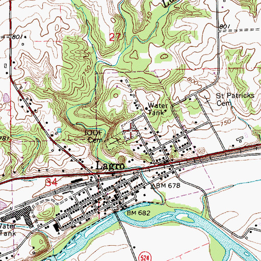 Topographic Map of Lagro Independent Order of Odd Fellows Cemetery, IN