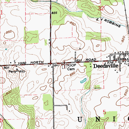 Topographic Map of Independent Order of Odd Fellows Cemetery, IN