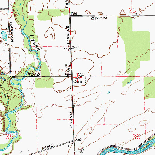 Topographic Map of Independent Order of Odd Fellows Cemetery, IN