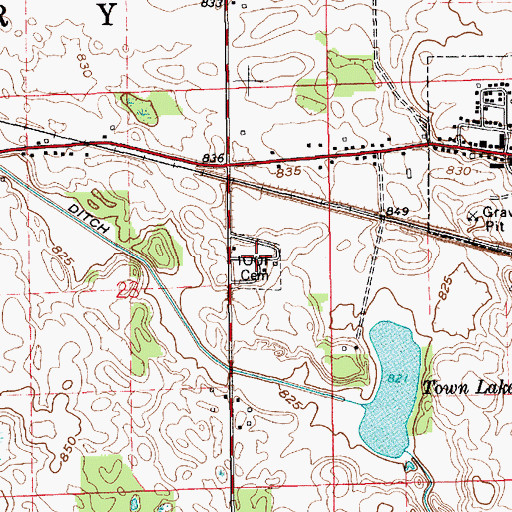 Topographic Map of Independent Order of Odd Fellows Cemetery, IN