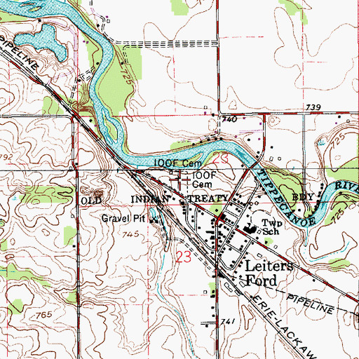 Topographic Map of Independent Order of Odd Fellows Cemetery, IN