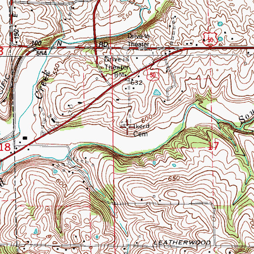 Topographic Map of Ikerd Cemetery, IN