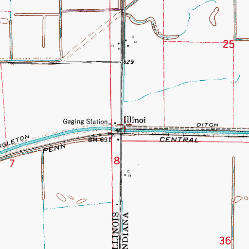 Topographic Map of Illinoi, IN