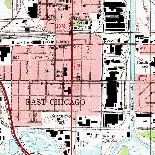 Topographic Map of Immaculate Conception School, IN