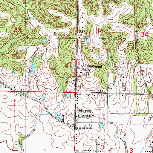 Topographic Map of Immanuel Church, IN