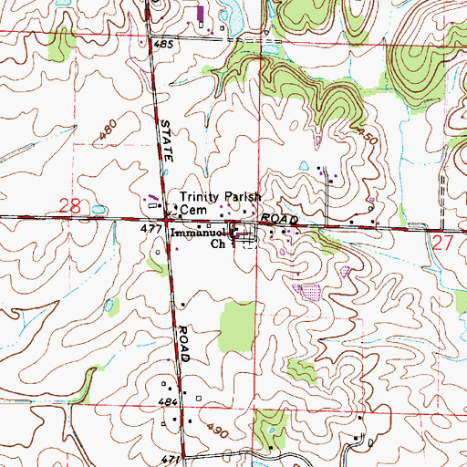 Topographic Map of Immanuel Church, IN