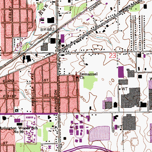 Topographic Map of Immanuel United Methodist Church, IN