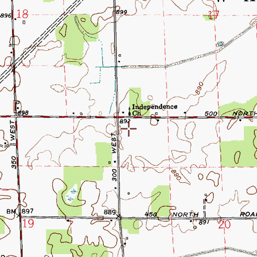 Topographic Map of Independence Church, IN