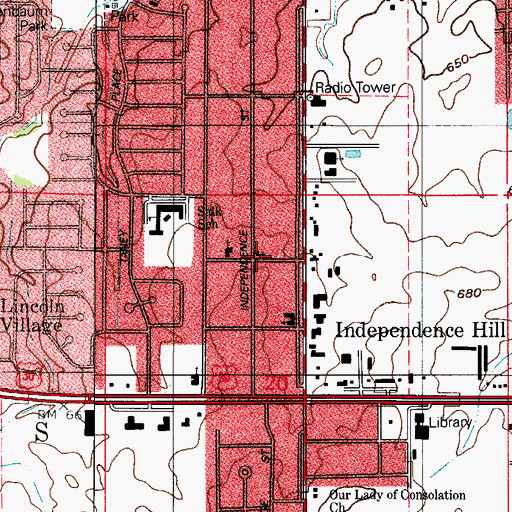 Topographic Map of Independence Hill, IN