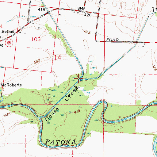 Topographic Map of Indian Creek, IN