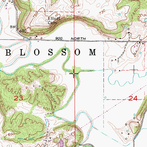 Topographic Map of Indian Creek, IN