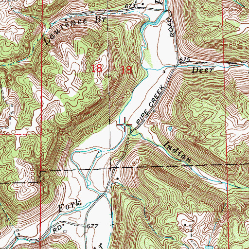Topographic Map of Indian Creek, IN