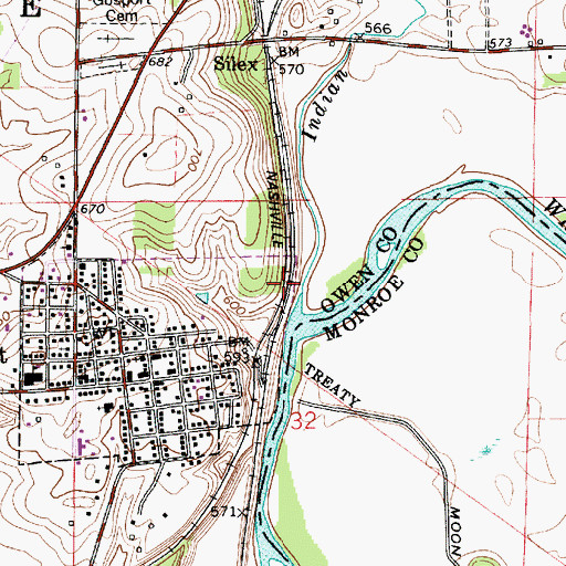Topographic Map of Indian Creek, IN
