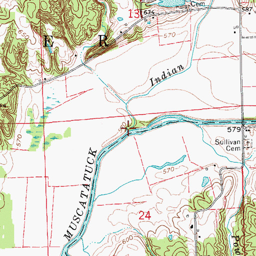 Topographic Map of Indian Creek, IN