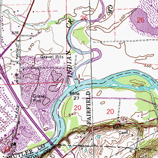 Topographic Map of Indian Creek, OH