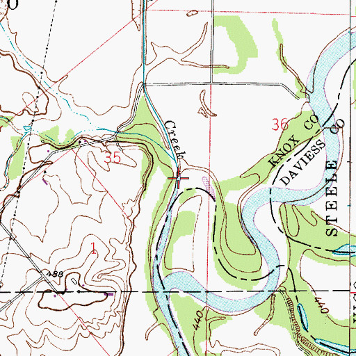 Topographic Map of Indian Creek, IN