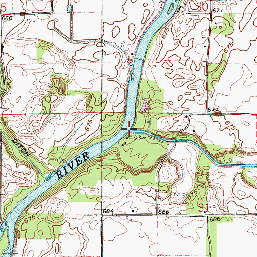 Topographic Map of Indian Creek, IN