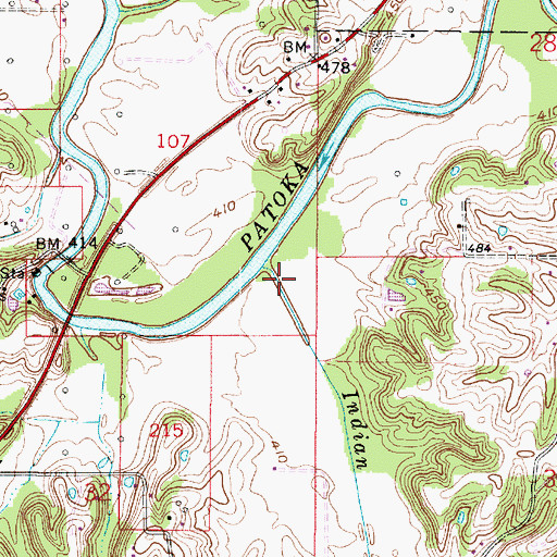 Topographic Map of Indian Creek, IN